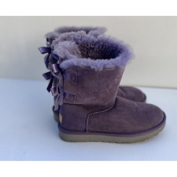 UGG Bailey Bow II Women’s Boots Size 6 Purple Suede Shearling Winter 1016225 - Picture 12 of 14